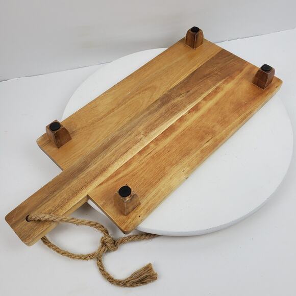Vintage Farmhouse Wood Footed Cutting Board Trivet 19x8x2 Inch Farm To Table - Picture 8 of 8